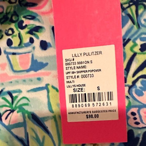 Lilly Pulitzer Skipper Popover with Blue and Green Floral - Picture 2 of 3